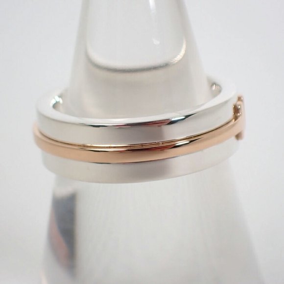 TIFFANY/ 925/750 T TWO combination narrow ring size 9 - Picture 3 of 9